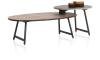 XOOON - Torano - Minimalistisches Design - Couchtisch-Set - 65 x 50 cm (schwarz) + 110 x 60 cm (Walnuss)