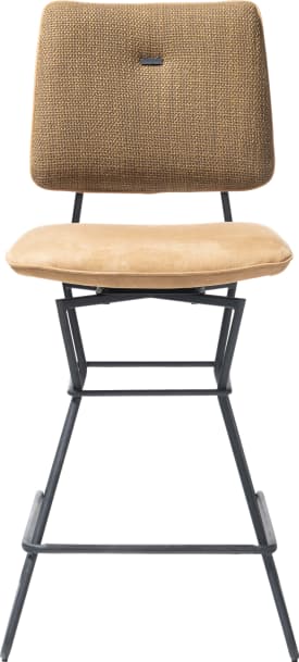 chaise de bar pivotante - cadre noir - combi Vito / Nubucco avec passepoil Nubucco