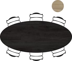 table 250 x 110 cm. - ellips - pied centrale long