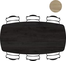 tafel 220 x 110 cm. - ovaal - centrale poot lang