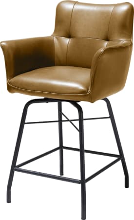 chaise de bar - avec poignee en Catania noir - cuir Laredo
