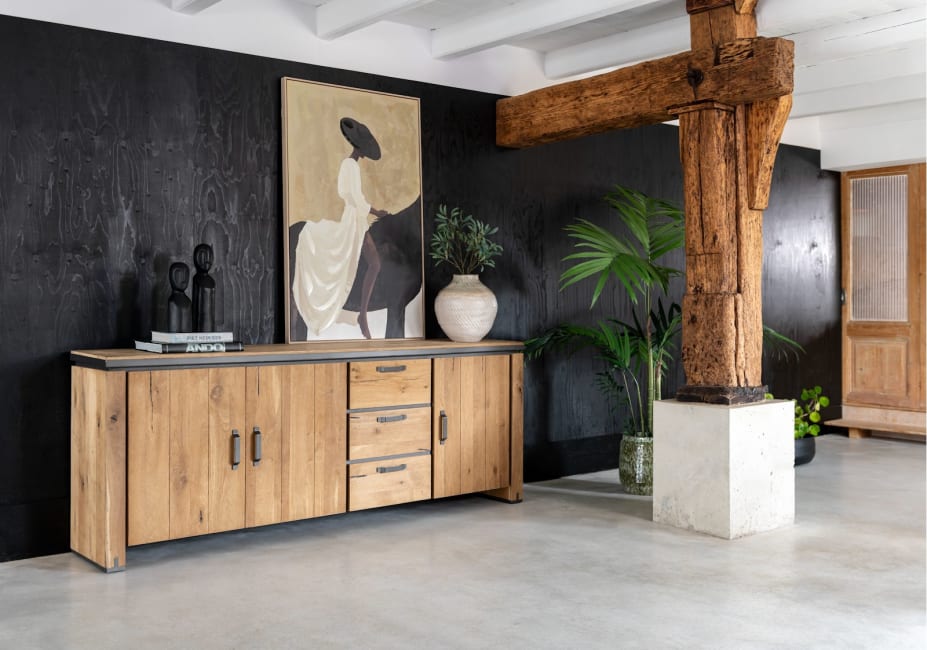 YITAHOME Ladecommode, dressoir met zijzakken en haken, stof 5 laden met handgrepen, metalen frame, houten blad, voor slaapkamer, woonkamer, hal, beige YITAHOME Ladecommode, dressoir met zijzakken en haken, stof 5 laden met handgrepen, metalen frame, houten blad, voor slaapkamer, woonkamer, hal, beige