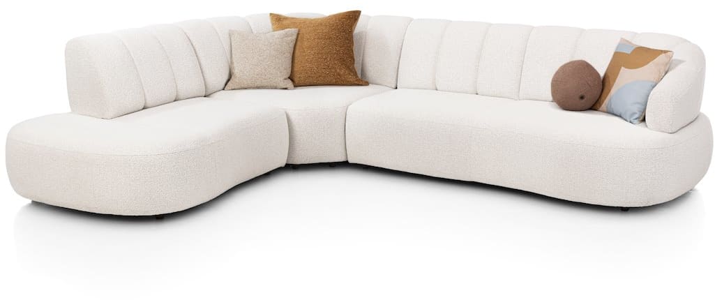 H&H - Coimbra - Canapés - Petite ottomane gauche fixe - grande element d&#39;angle - 3 places accoudoir droit fixe
