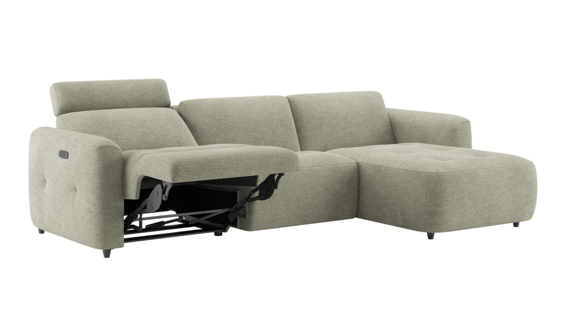 Henders and Hazel - Rochelle - Banken - 3 zits links electrisch verstelbaar met hoofdsteun - longchair rechts