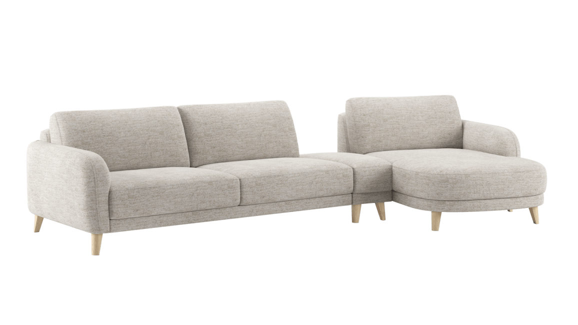 XOOON - Manciano - Banken - 3 zits arm links - poef/hocker triangel 25 x 60 cm - longchair rechts 170 cm