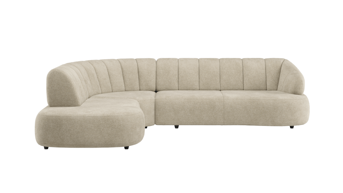 H&H - Coimbra - Canapés - Petite ottomane gauche fixe - grande element d&#39;angle - 3 places accoudoir droit fixe