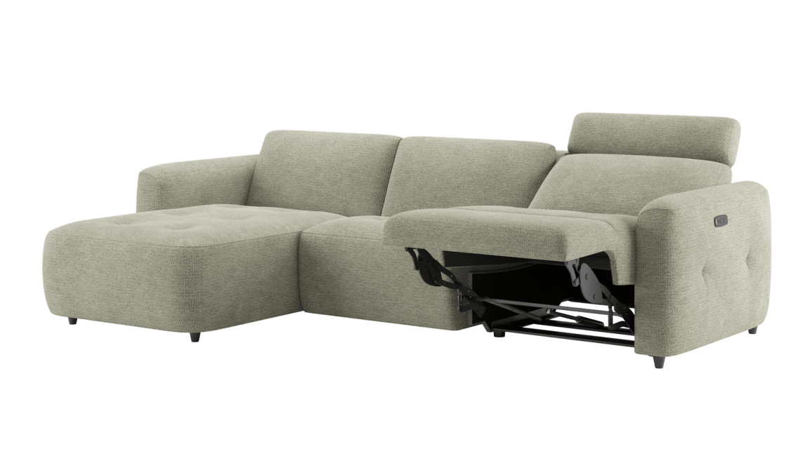 Henders and Hazel - Rochelle - Banken - longchair links - 3 zits rechts electrisch verstelbaar met hoofdsteun