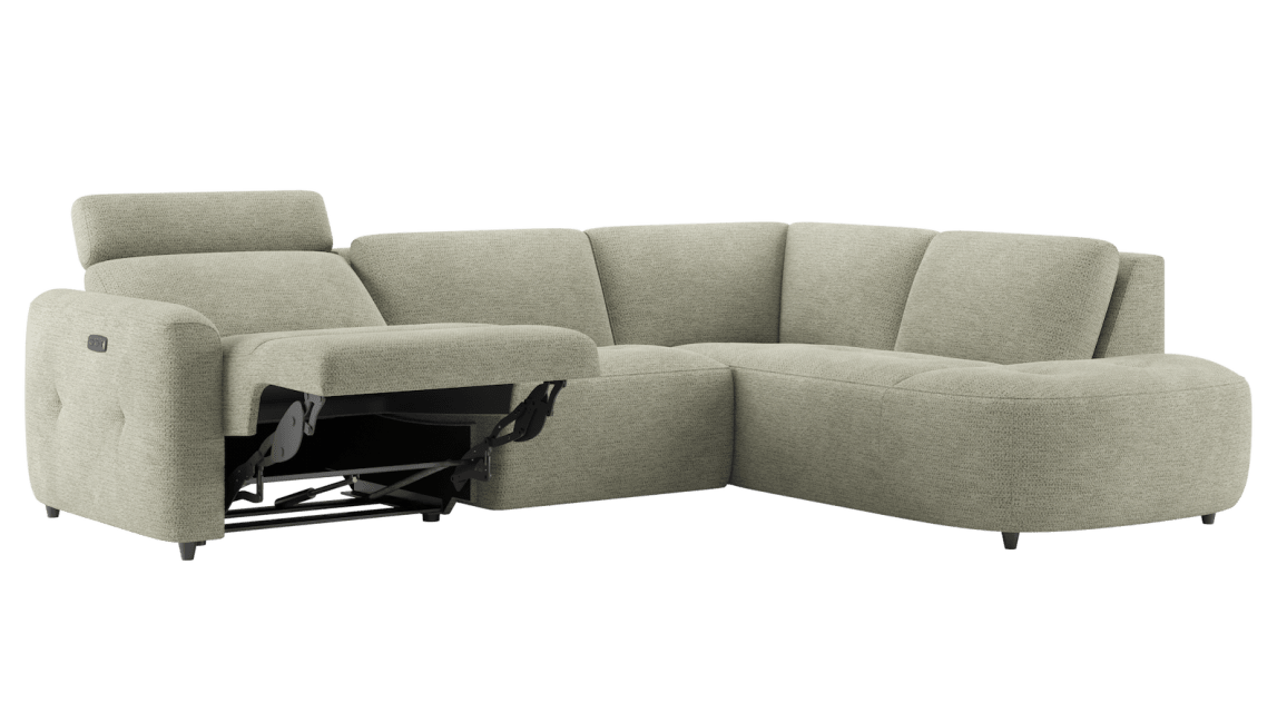 Henders & Hazel - Rochelle - Canapés - 3 places gauche reglable electrique avec appui-tete - ottomane grande droite
