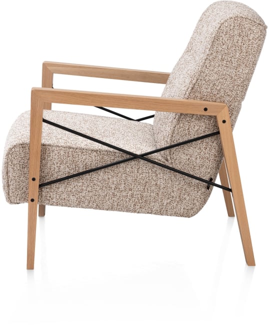 H&H - Cronos - Pur - fauteuil avec accoudoir en bois vintage clay / white / black