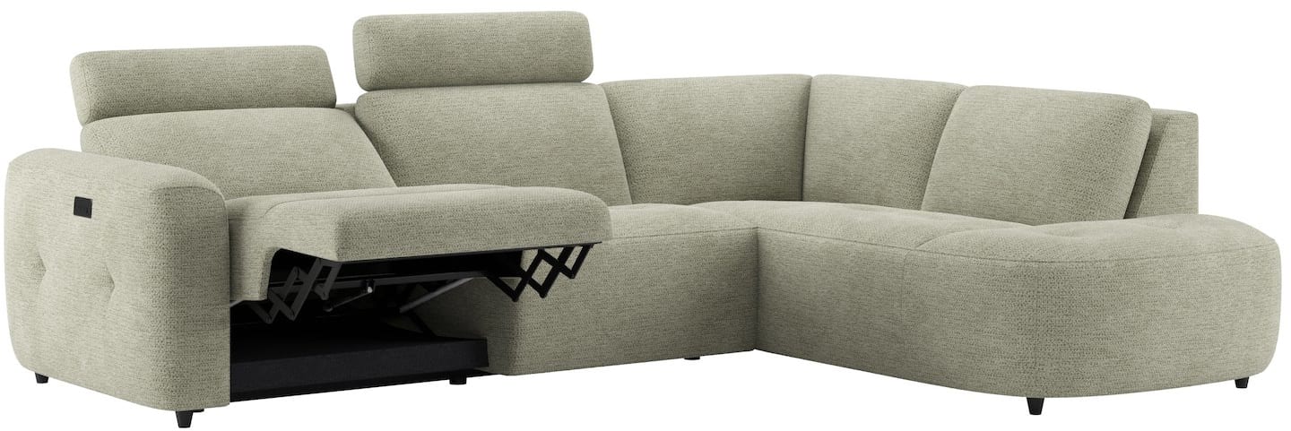 H&H - Killem - Canapés - 3 places gauche reglable electrique avec appui-tete - ottomane grande droite