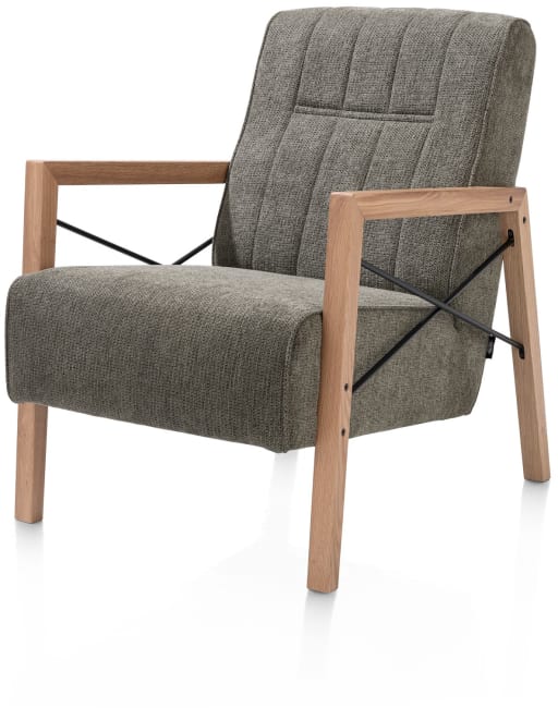 H&H - Cronos - Pur - fauteuil avec accoudoir en bois vintage clay / white / black