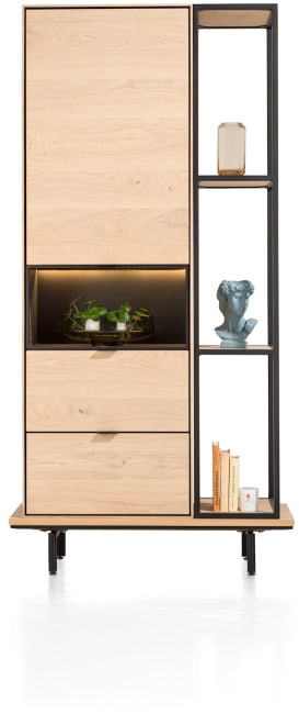 XOOON - Elements - Schrank schmal Naturel 60 cm + Buecherregal 30 x 180 cm + Plattform 100 cm mit 2 Metallfuessen