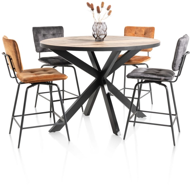 Chaise Mendler Ensemble de salle à manger HWC-F77 bois massif 110 cm