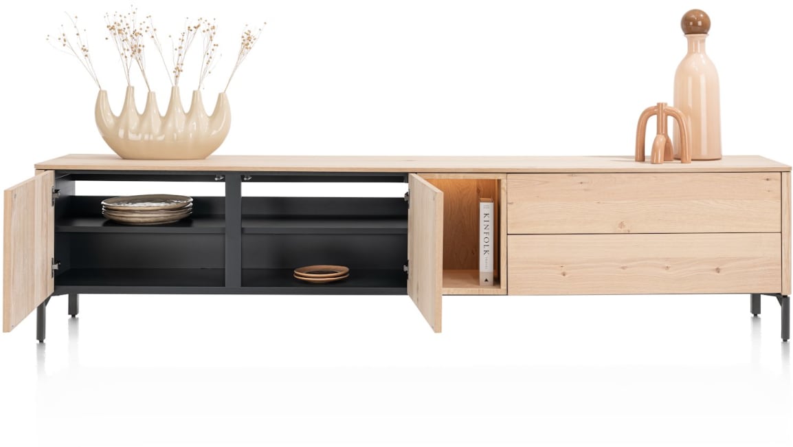 Trenton, lowboard 240 cm - 2-deuren + 2-laden + 1-niche - natural