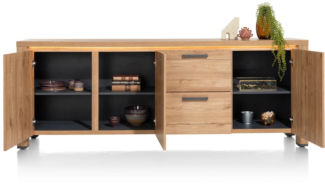 Delmonte, Sideboard 230 cm - 3-Türen + 2-Laden