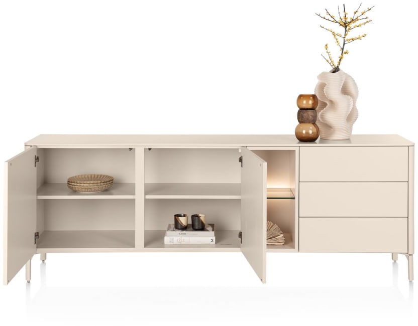Trentino, Sideboard 210 cm. - 2 türen + 3 schubladen + 2 nischen