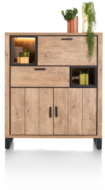 GIANTEX Armoire de cuisine buffet avec étagère à vin, buffet de cuisine avec 3 tiroirs et 4