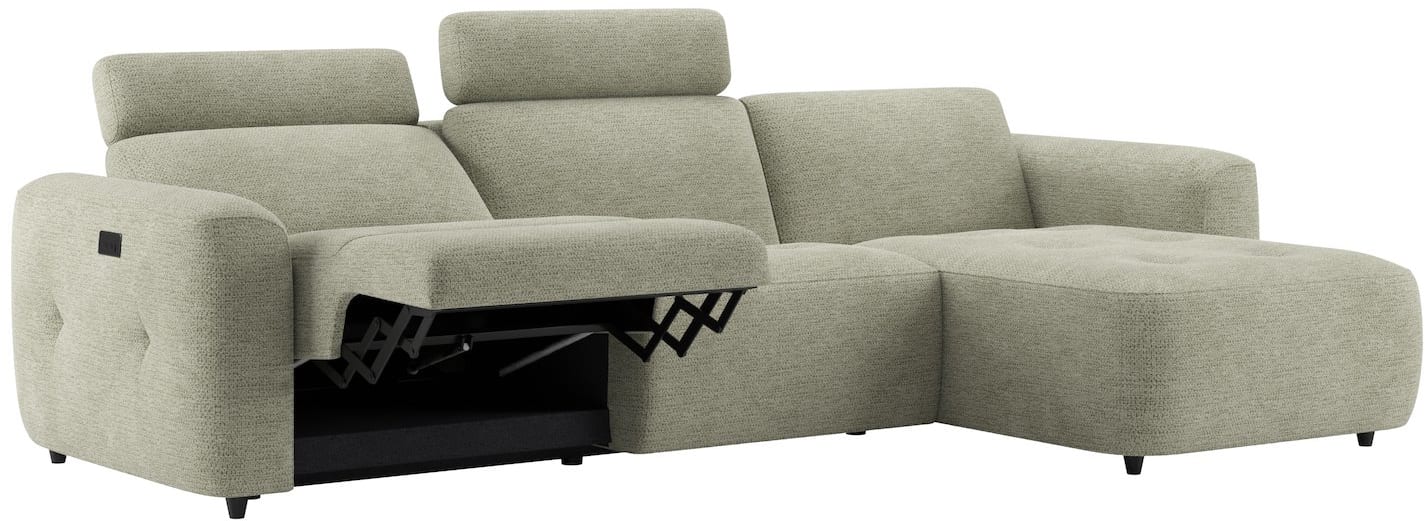 H&H - Killem - Canapés - 3 places gauche reglable electrique avec appui-tete - meridienne grande droite