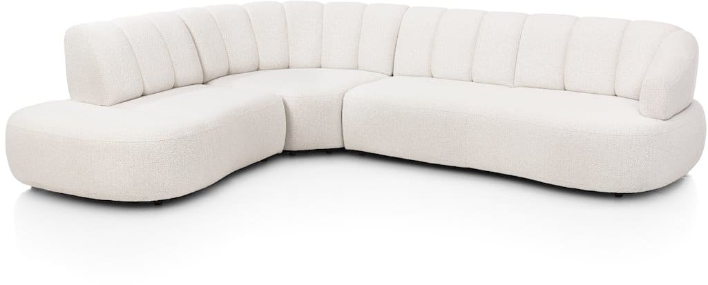 H&H - Coimbra - Canapés - Petite ottomane gauche fixe - grande element d&#39;angle - 3 places accoudoir droit fixe