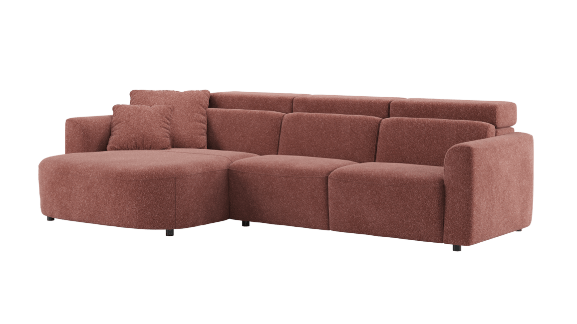 XOOON - Cantello - Salons - Longchair curved links incl. 2 armkussens - 2,5 zits arm rechts