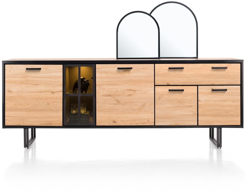 Avalon, Sideboard 230 cm - 4-Türen + 1-Lade + 1-Glastür (+ LED)