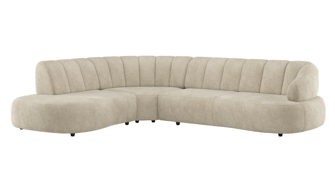 H&H - Coimbra - Canapés - Petite ottomane gauche fixe - grande element d&#39;angle - 3 places accoudoir droit fixe