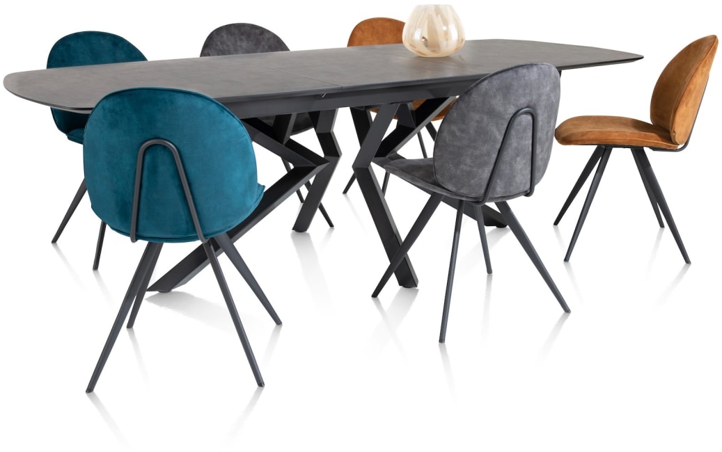 Masura ovale uitschuiftafel met metalen poot 180(+60)x110cm