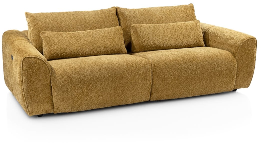 H&H - Cassel - Canapés - Canapé 3 places, appuie-tête réglables, 2x repose-pieds électrique