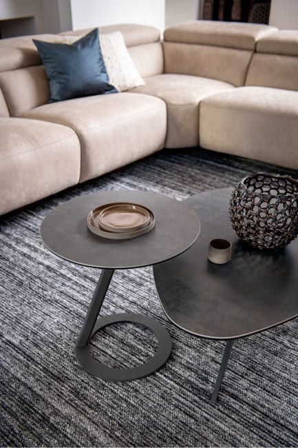 Vegas, Couchtisch rund 50 cm - Keramik auf Glas