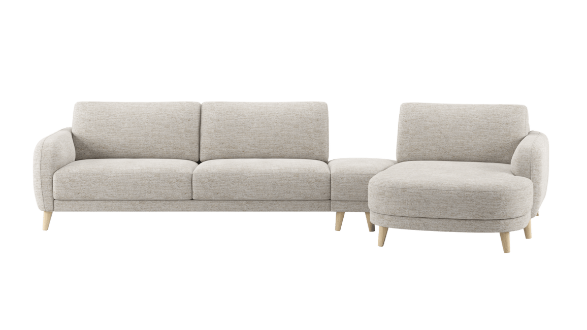 XOOON - Manciano - Banken - 3 zits arm links - poef/hocker triangel 25 x 60 cm - longchair rechts 170 cm