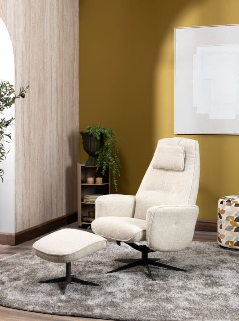 Happy@Home - Andalucia - relax-fauteuil + poef - grafiet poot - knock down