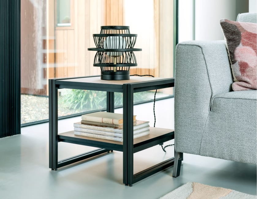Table D'appoint Goa En Bois Massif - Piètement Blanc, Plateau Naturel - 50x65x50 Cm Ou 70x75x70 Cm - Style Shabby Chic