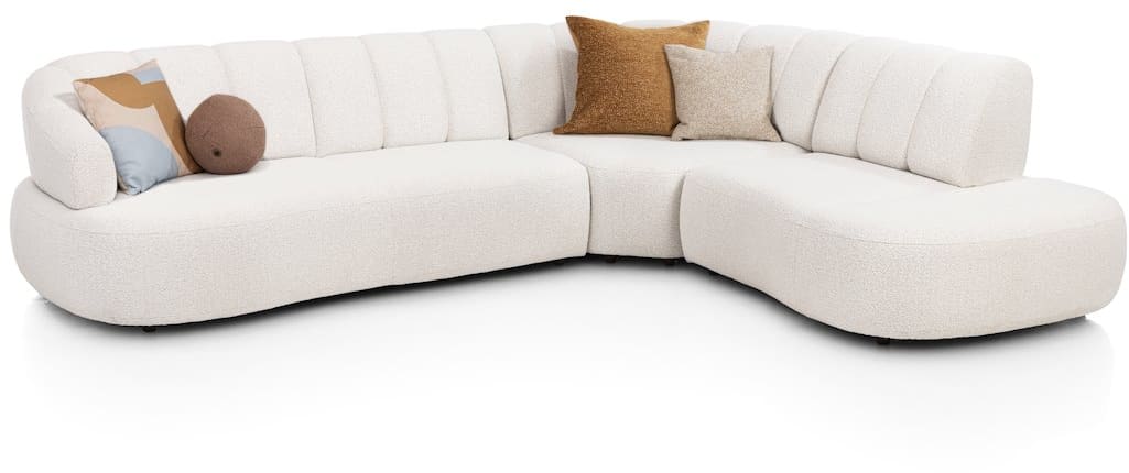 H&H - Coimbra - Canapés - 3 places accoudoir gauche fixe - grande element d&#39;angle - petite ottomane droite fixe