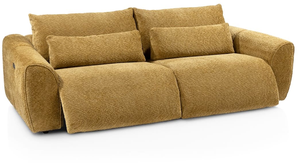 H&H - Cassel - Canapés - Canapé 3 places, appuie-tête réglables, 2x repose-pieds électrique