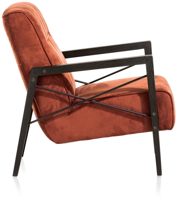 H&H - Cronos - Pur - fauteuil avec accoudoir en bois vintage clay / white / black