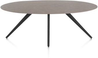 EETKAMERTAFEL ELLIPS 210 X 105 CM. - 4-POOTJES - ROUGH OFF BLACK