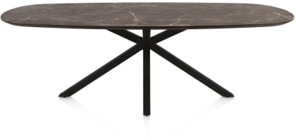 Table à manger ovale 240 x 105 cm. - haut en hpl primo laminato - central crossfoot rough off black