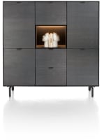 Highboard 150 cm - 5-Türen + 2-Laden + 1-Nische + Led inkl. Metallfüße
