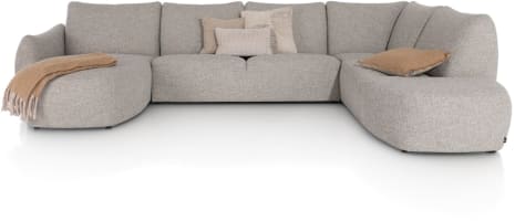 Longchair links - 2,5 Sitzer ohne Armlehnen - Ottomane gross rechts