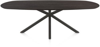 Table à manger ovale 240 x 105 cm. - plateau en chêne - central à jambes croisées graphite