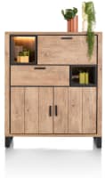 Highboard 125 cm - 2-Türen + 1-Lade + 1-Klappe + 2-Nischen (+ LED)