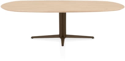 Table à manger ovale 240 x 105 cm. - dessus en chêne - pointe centrale brun acier