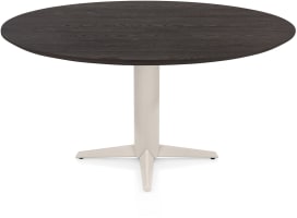 Eetkamertafel rond 150 cm. - eiken blad - centrale teenpoot crème