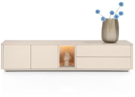 Lowboard 210 cm. - 2-deuren + 2-laden + 1-niche - mdf gelakt