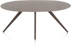 EETKAMERTAFEL ELLIPS 180 X 105 CM. - 4-POOTJES - STEELBROWN