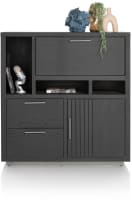 armoire 125 cm - 1-porte + 2-tiroirs + 1-porte rabattante + 3-niches (+ LED)