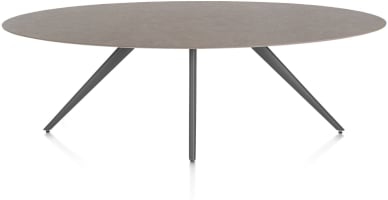 EETKAMERTAFEL ELLIPS 240 X 110 CM. - 4-POOTJES - GRAPHIET