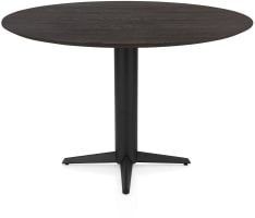 Table de bar ronde 150 cm. - dessus en chêne - bout central rugueux noir cassé