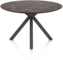 Eetkamertafel rond 120 cm. - hpl primo laminato blad - centrale kruispoot graphiet