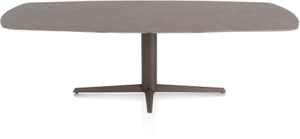 EETKAMERTAFEL OVAAL 240 X 110 CM. - CENTRALE POOT - STEELBROWN